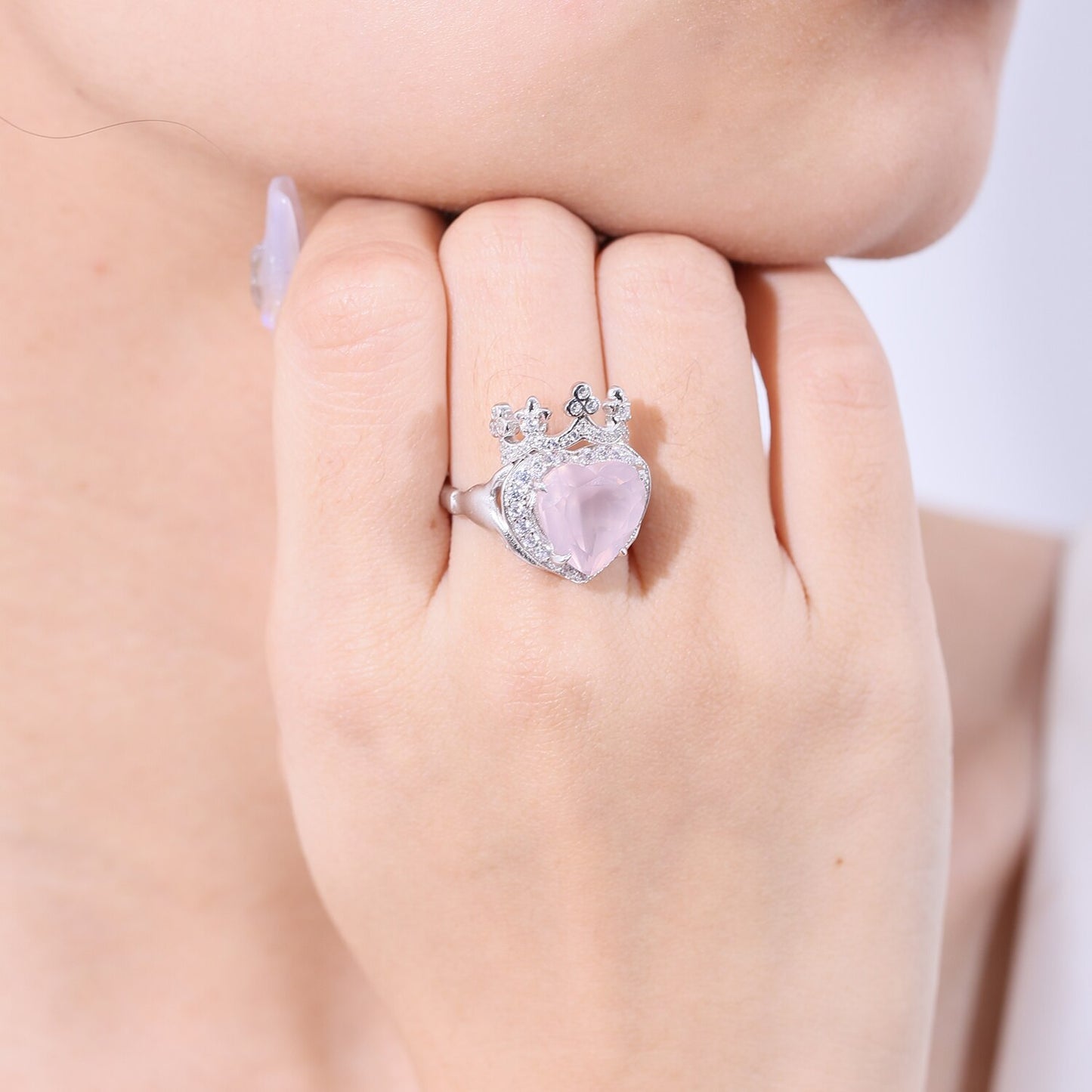 Princess Crown Heart Cut Gemstone Ring