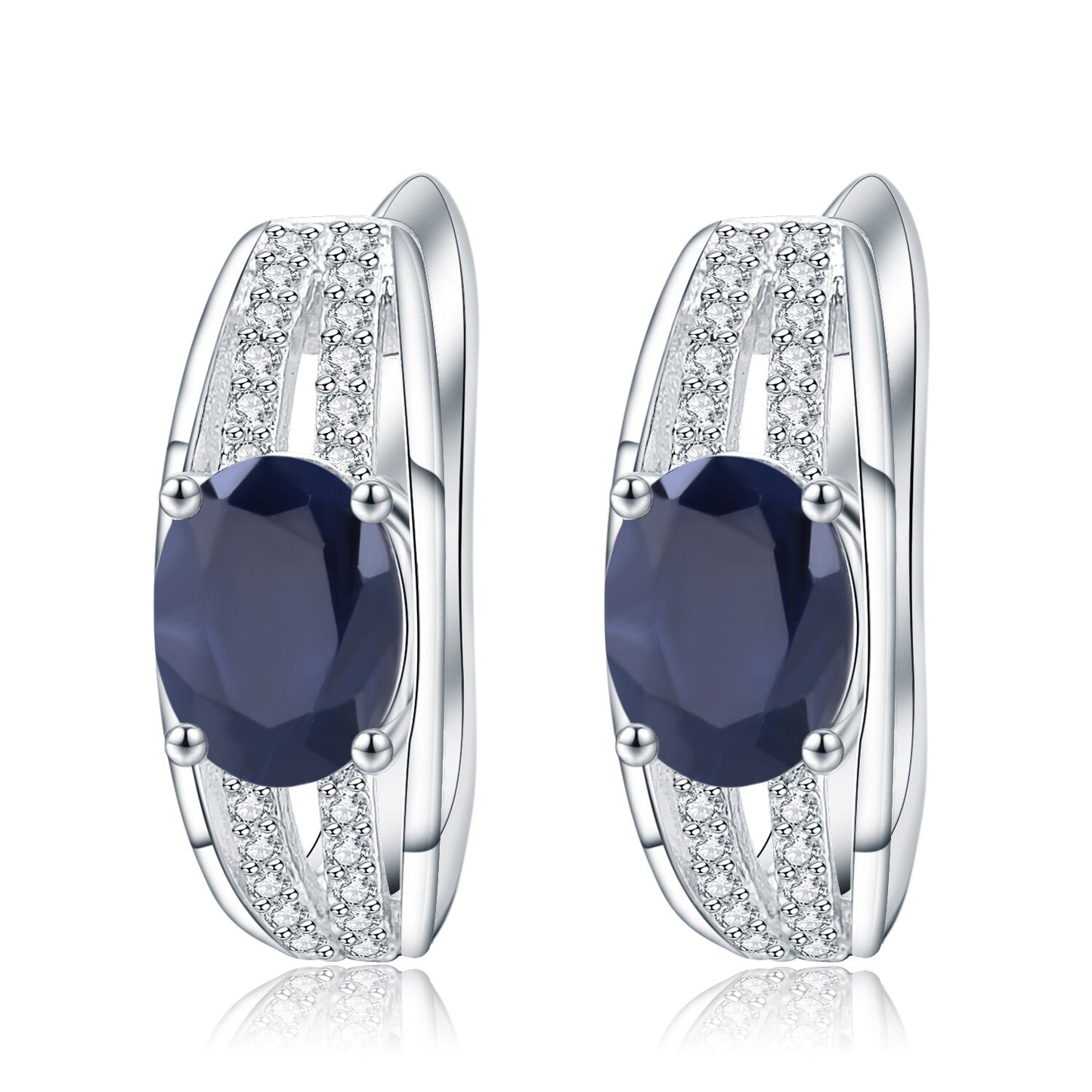 Oval Cut Gemstones with Cubic Zirconia Detail Stud Earrings