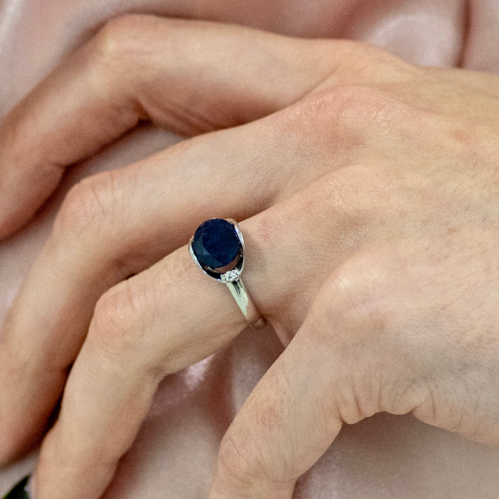 Blue Sapphire Large Gemstone Promise Ring