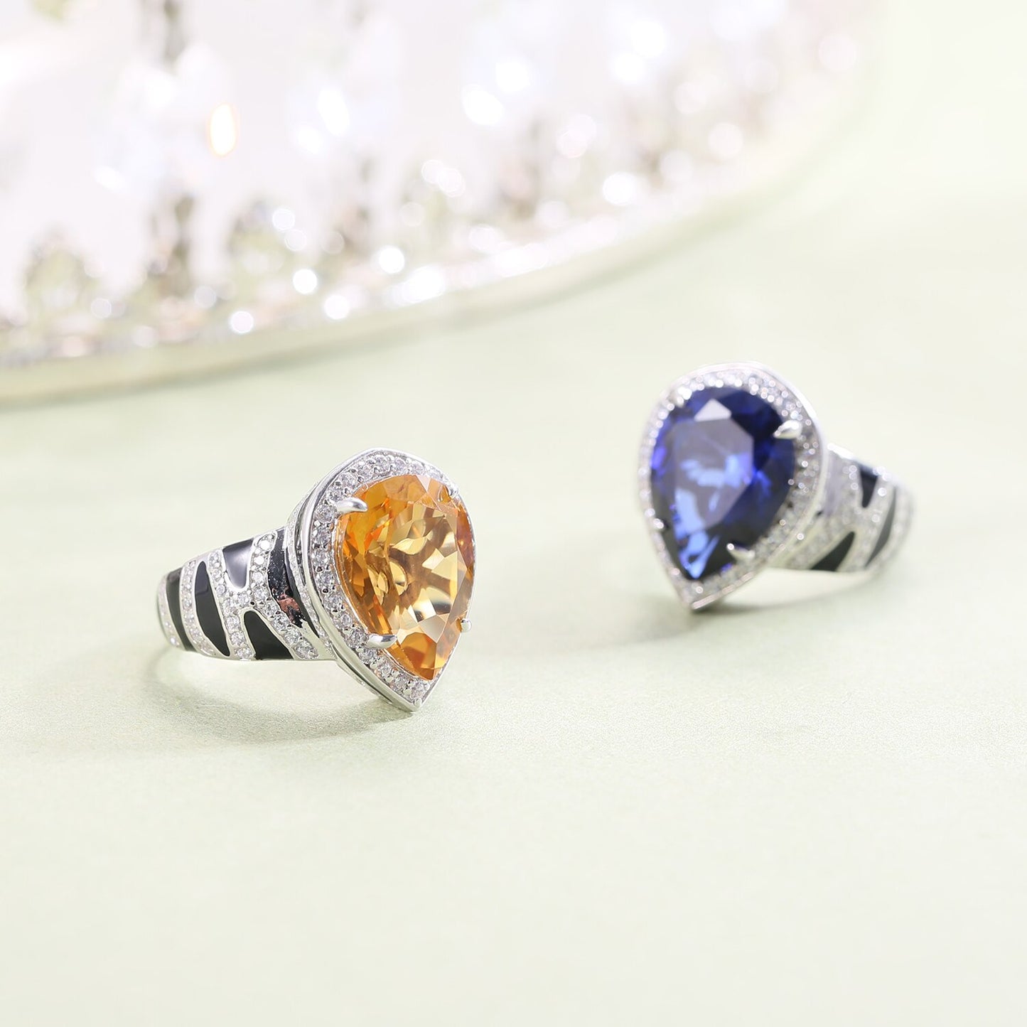 Tiger Stripped Teardrop Cut Ring