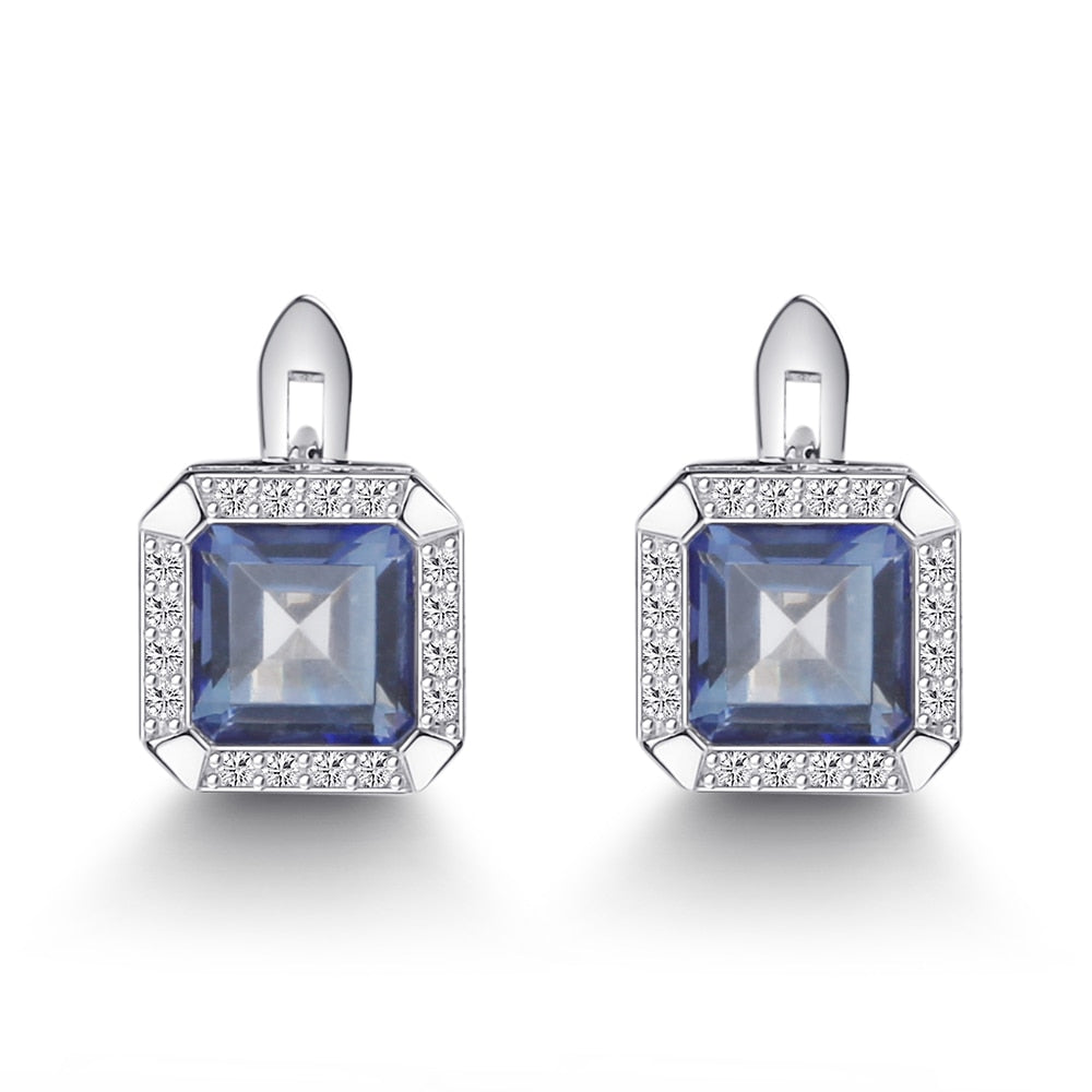 Iolite Blue Quartz Luxury Buckle Earrings