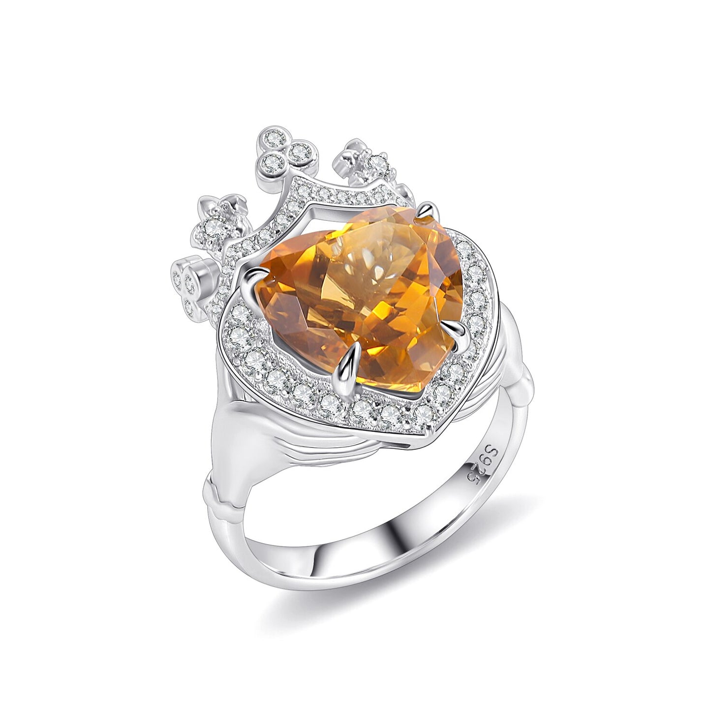 Princess Crown Heart Cut Gemstone Ring