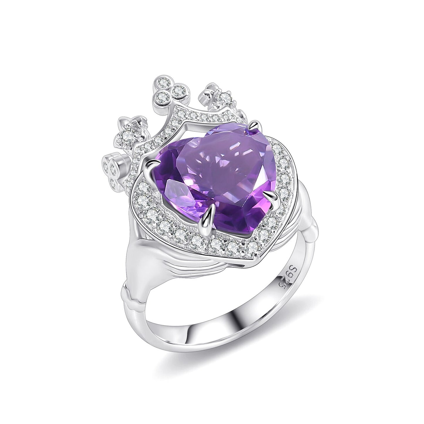 Princess Crown Heart Cut Gemstone Ring