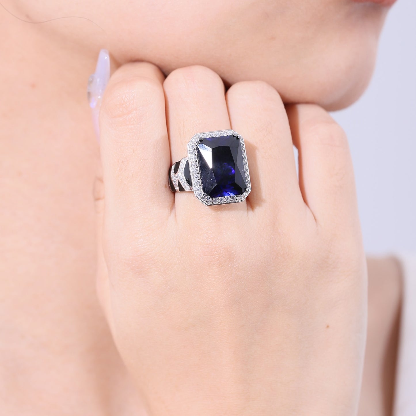 Tiger Pattern Sapphire Large Gemstone Ring