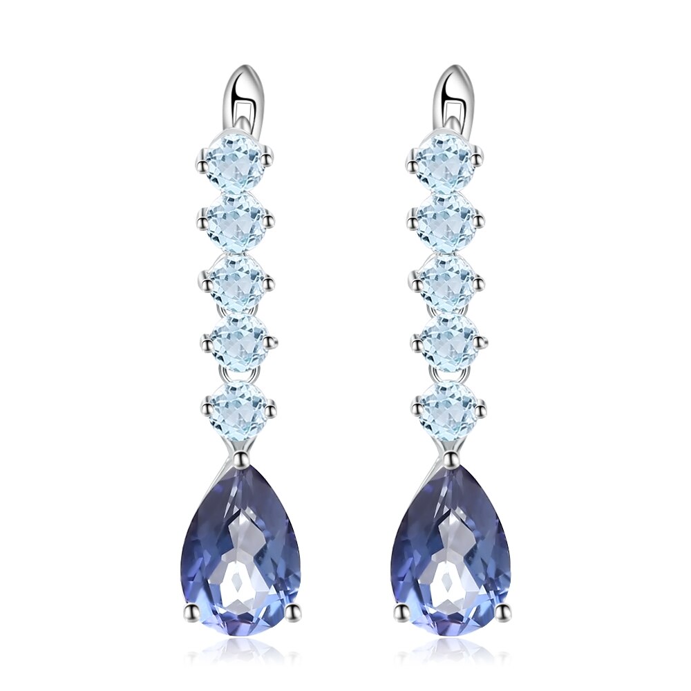 Classic Long Row of Gems Drop Earrings