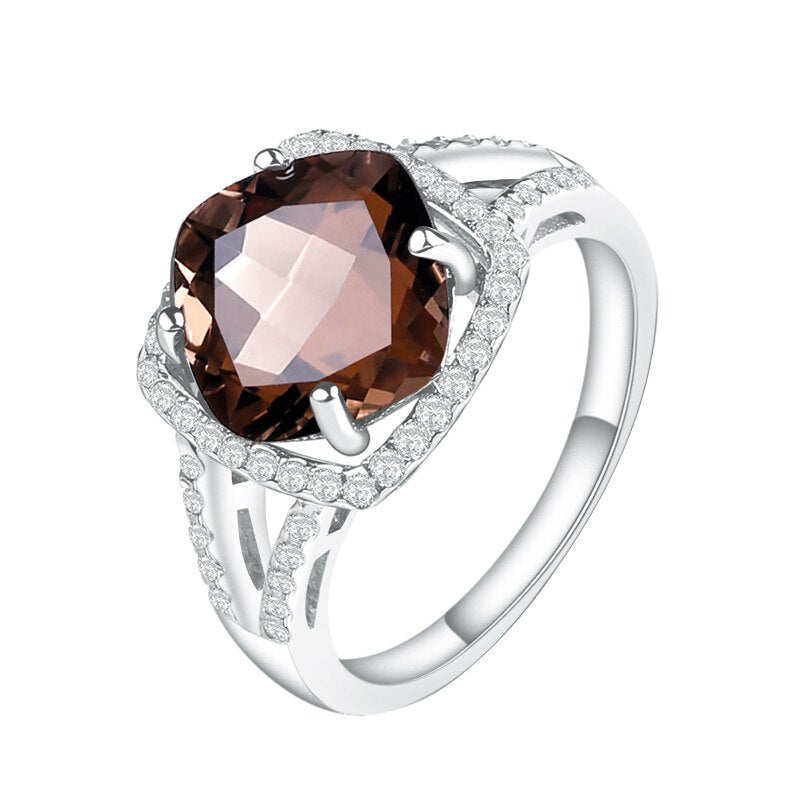 Square Smoky Quartz Large Gemstone Ring