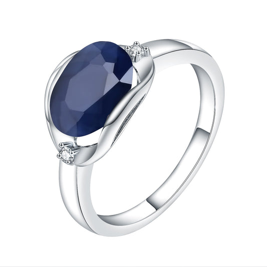 Blue Sapphire Large Gemstone Promise Ring