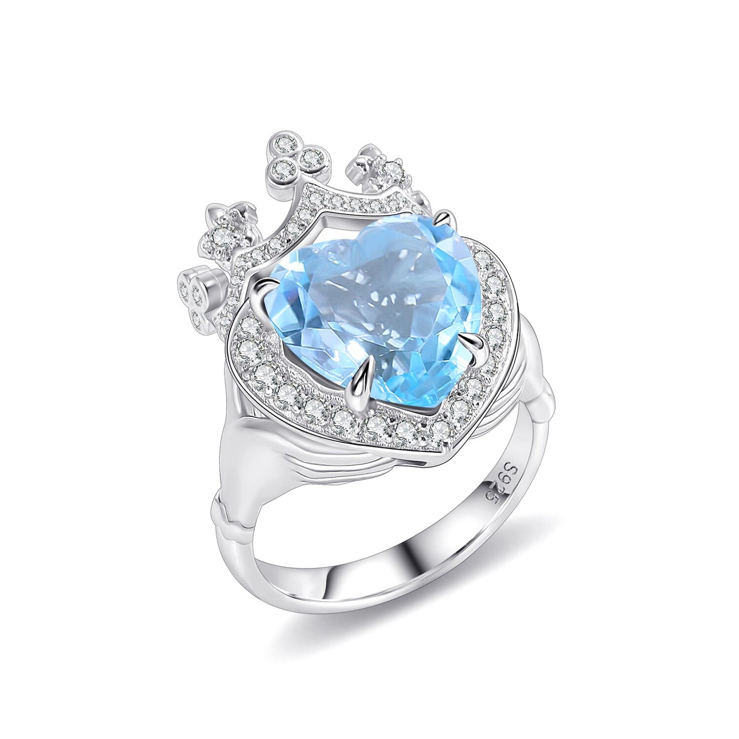 Princess Crown Heart Cut Gemstone Ring