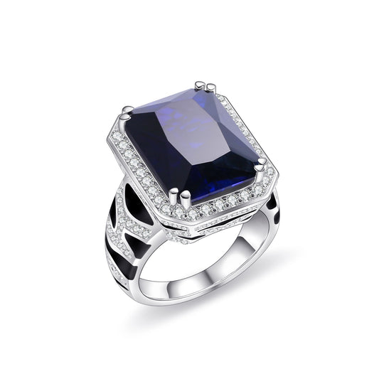 Tiger Pattern Sapphire Large Gemstone Ring