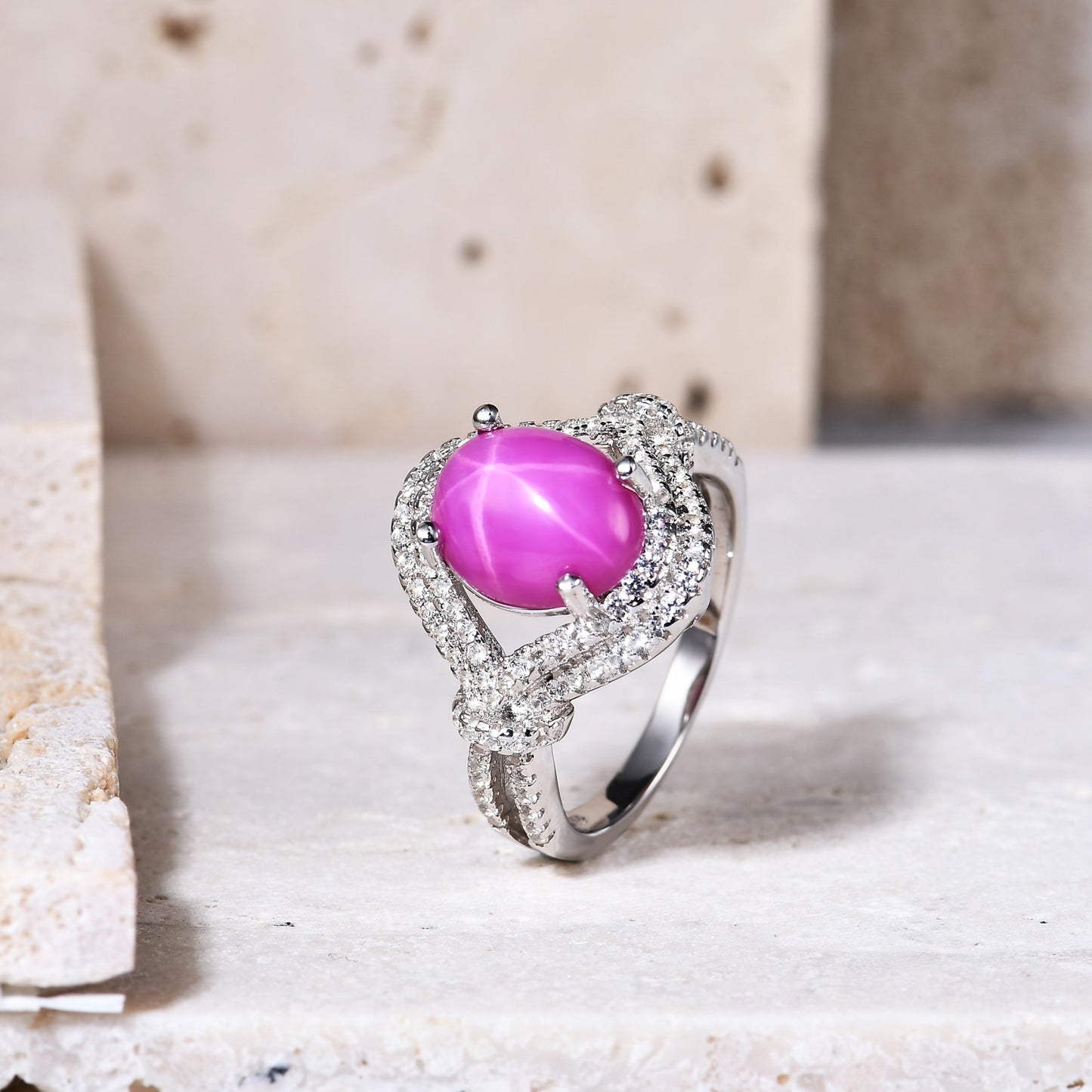 Linde Star Sapphire/Ruby Knotted Rope Style Ring