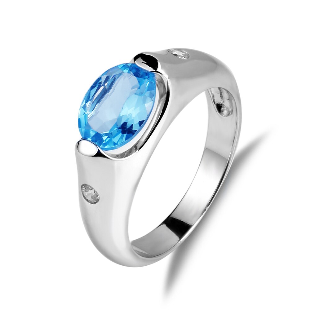 Cobalt Blue Topaz Adorned Silver Ring