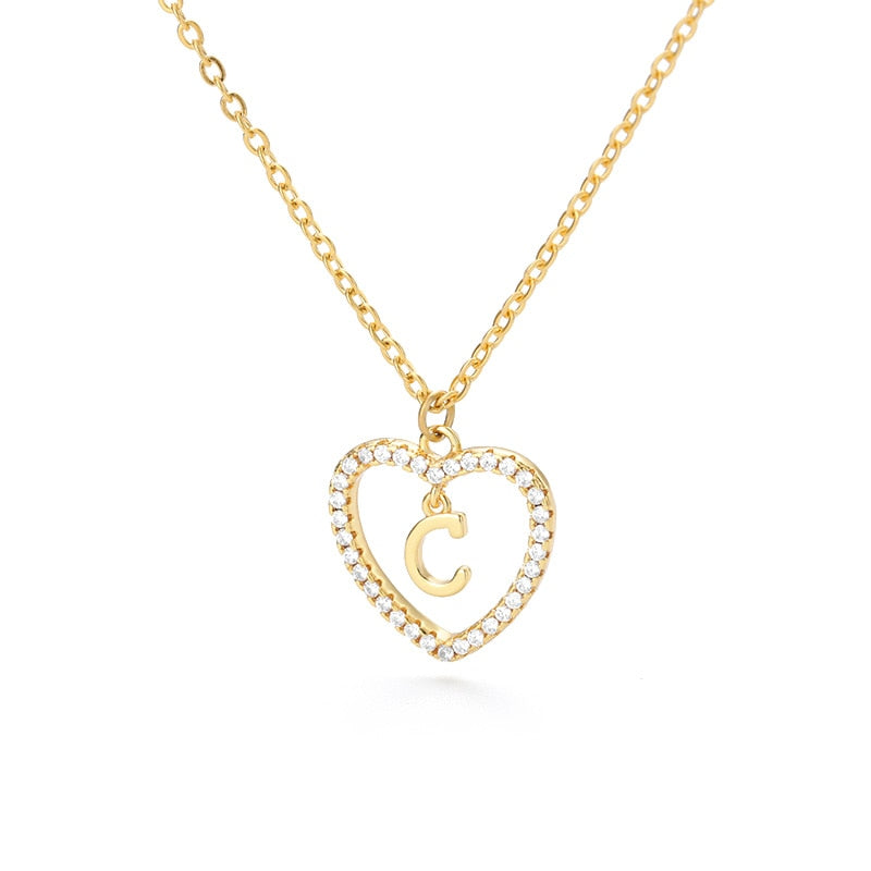 Choose Your Initials Gemstone Heart Pendant Necklace