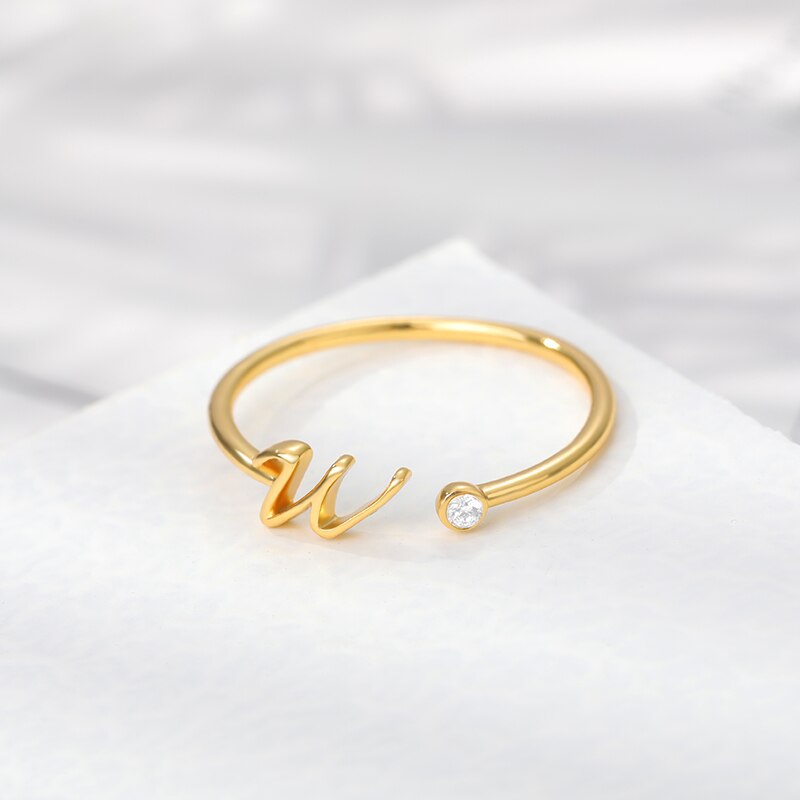 Minimalist A-Z Initial Ring