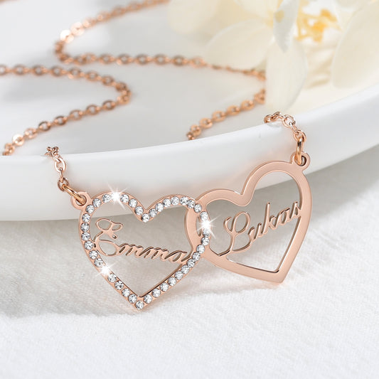 Customizable Couples Entwined Hearts Necklace