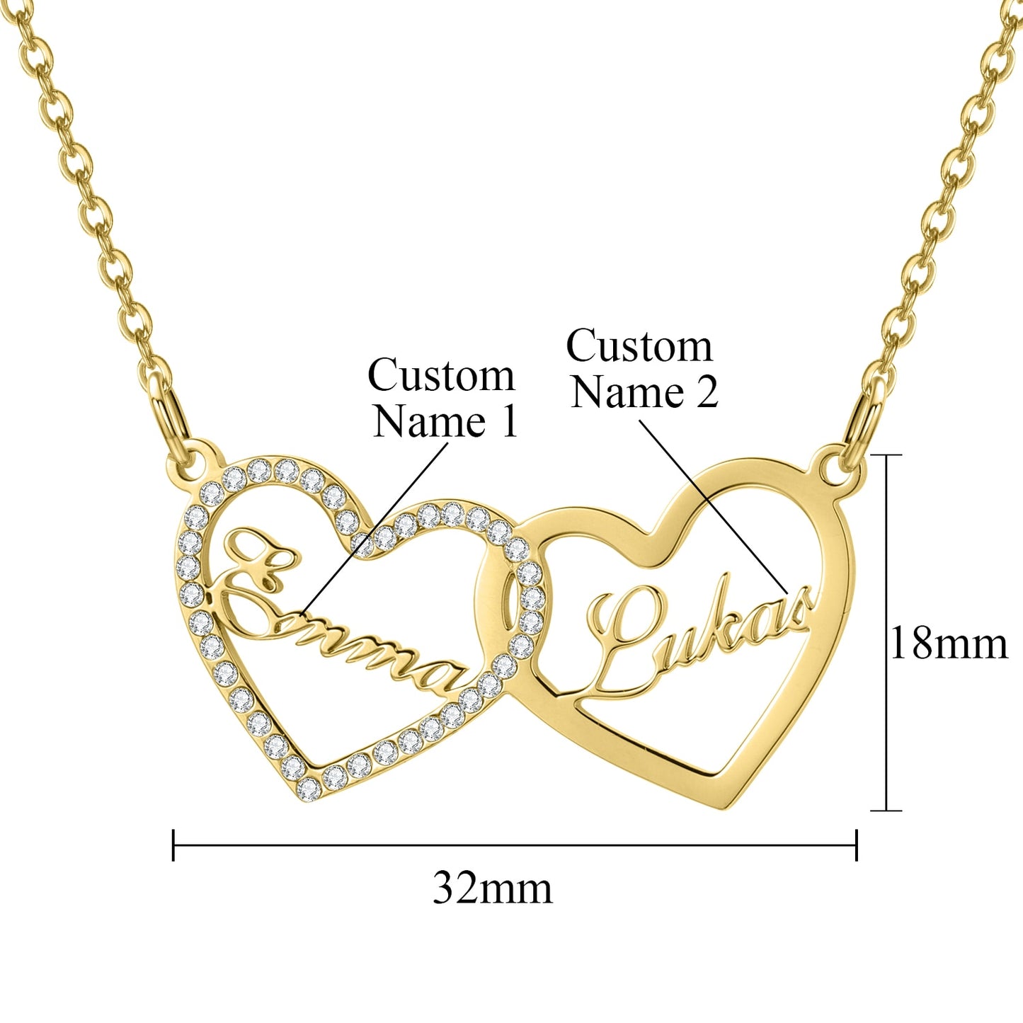 Customizable Couples Entwined Hearts Necklace