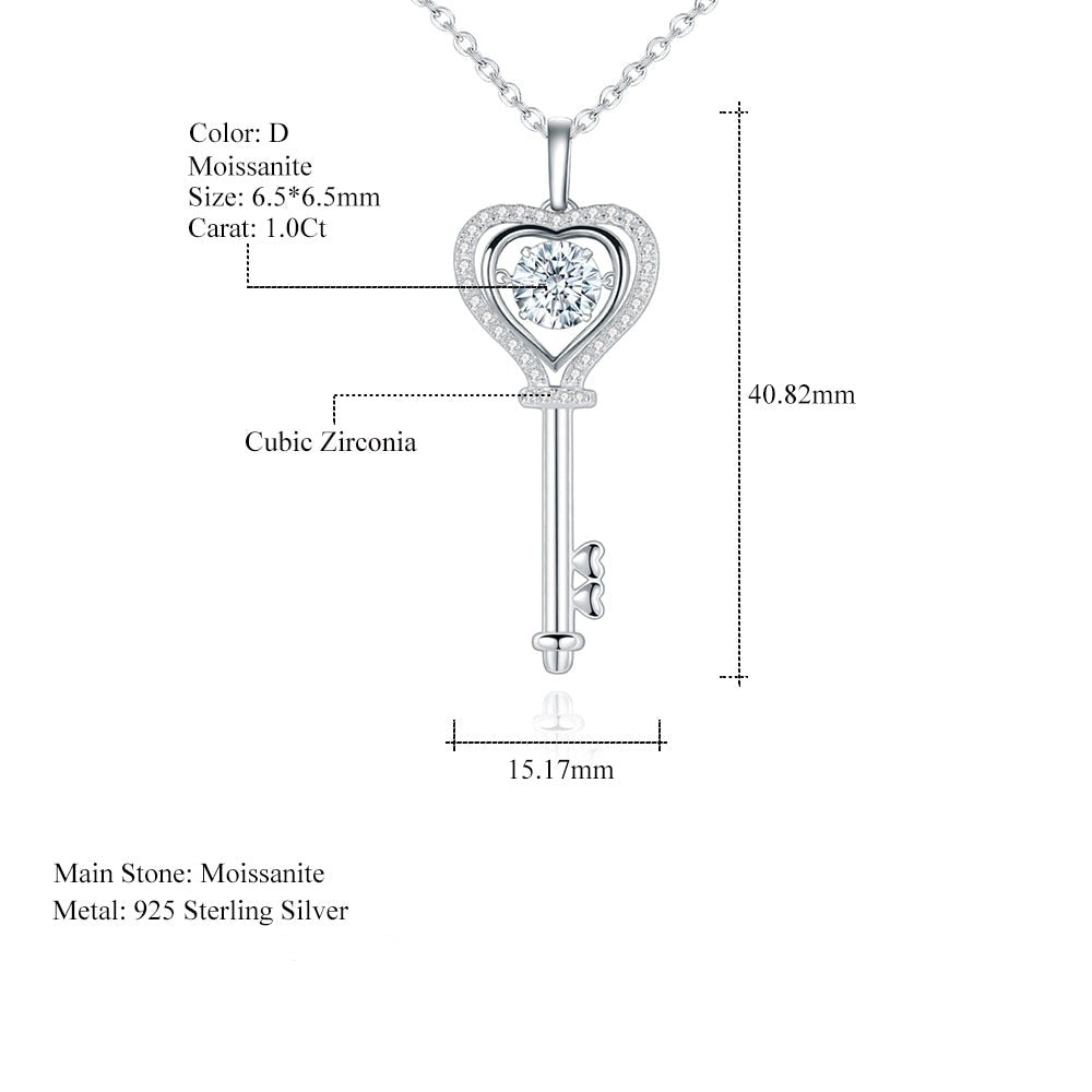 Moissanite Diamond Key Necklace