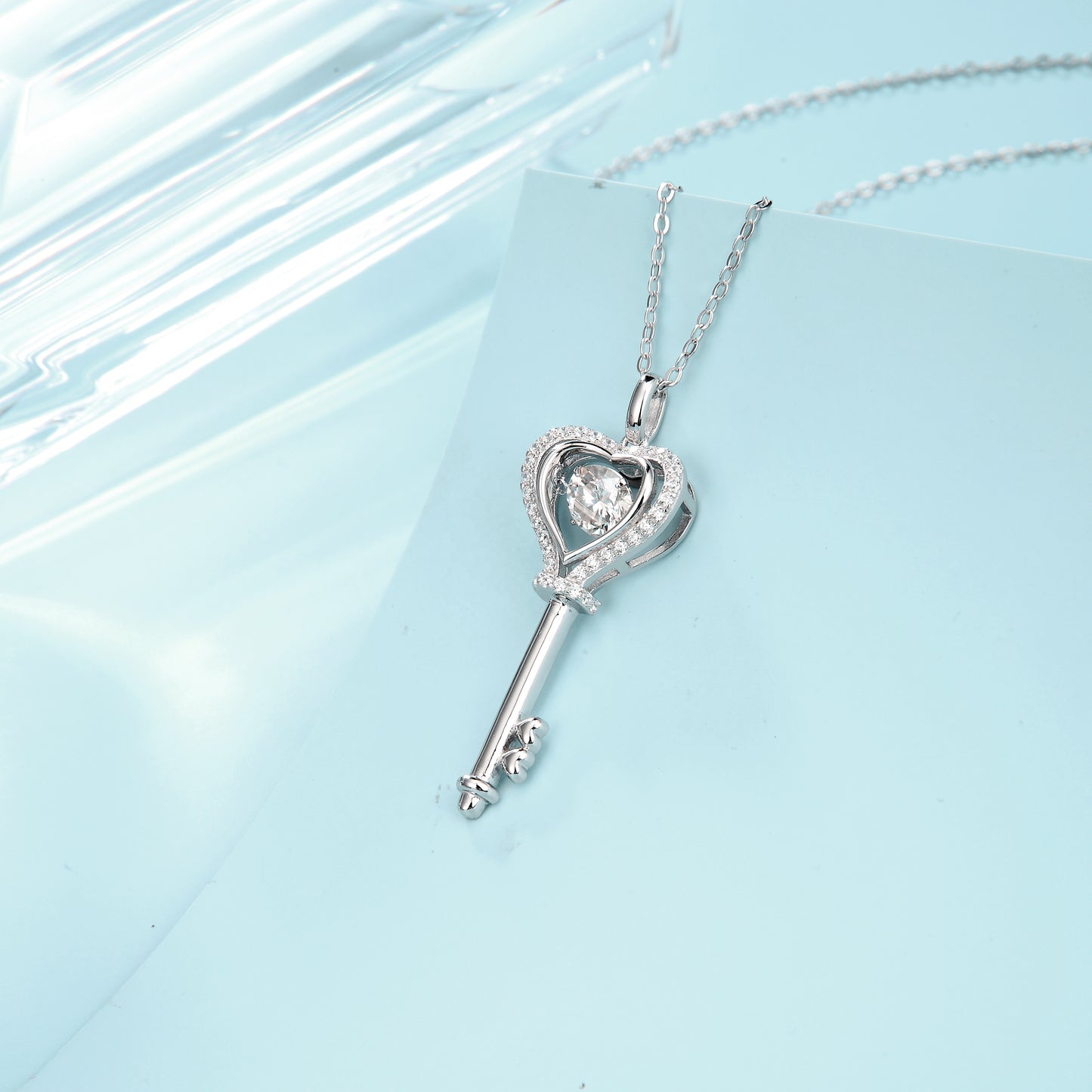 Moissanite Diamond Key Necklace