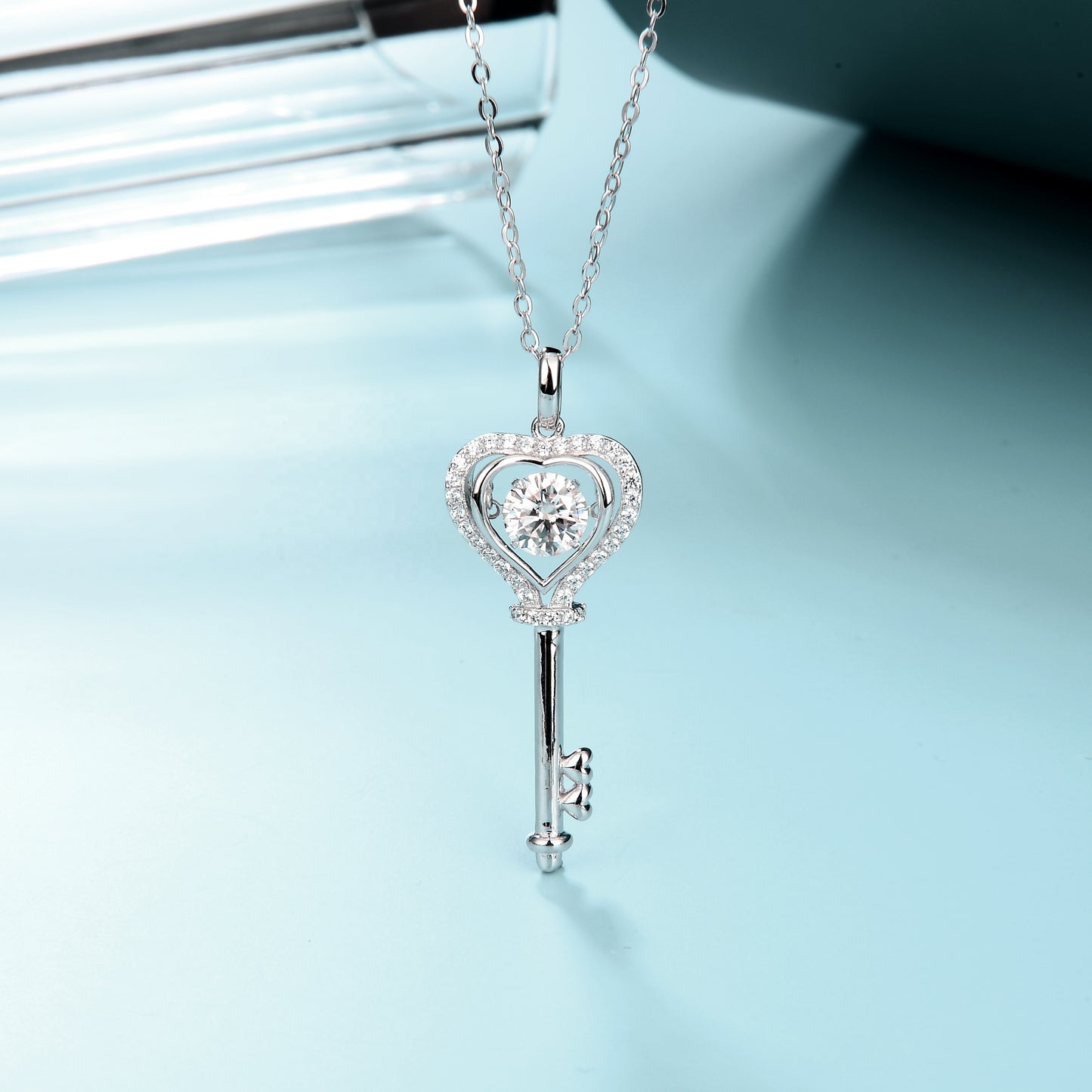 Moissanite Diamond Key Necklace