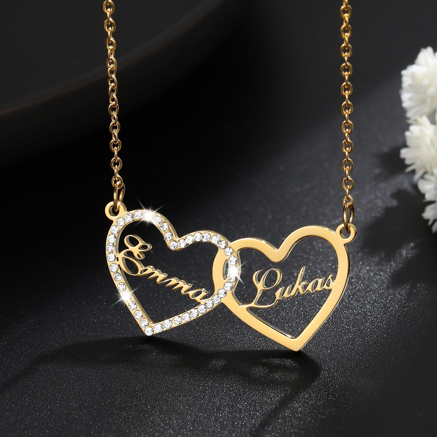 Customizable Couples Entwined Hearts Necklace