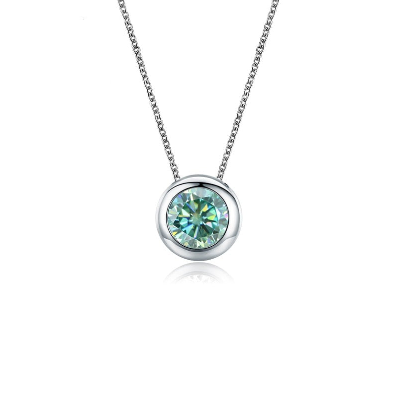 Round Green Moissanite Diamond Minimalist Necklace