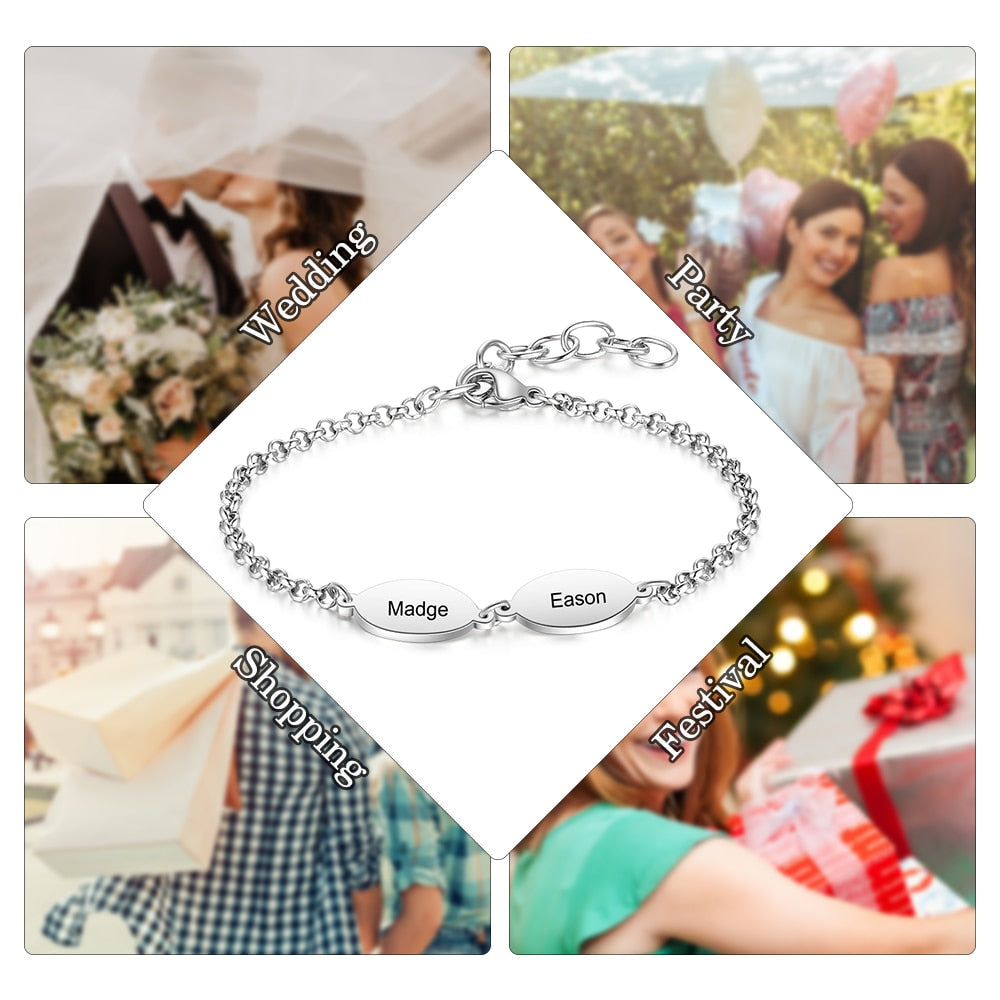 Personalized Name Engraved Chain Bracelets (2-4 names!)