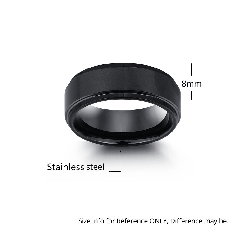 Personalized Engraved Black Stainless Steel Ring