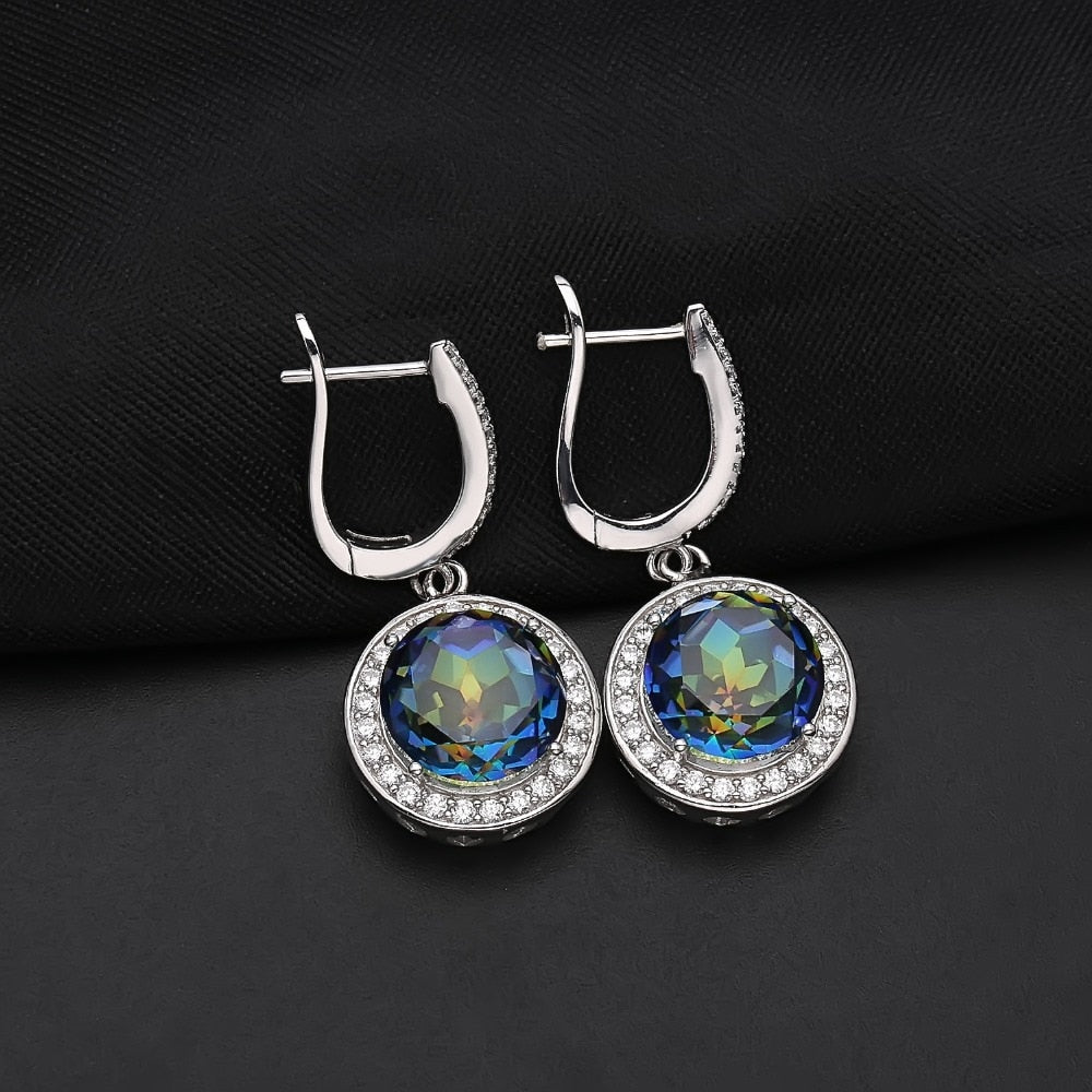 Mystical Blue Quartz Gemstone Earrings + Gift Box