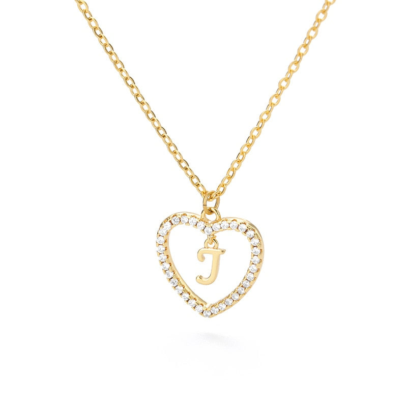 Choose Your Initials Gemstone Heart Pendant Necklace