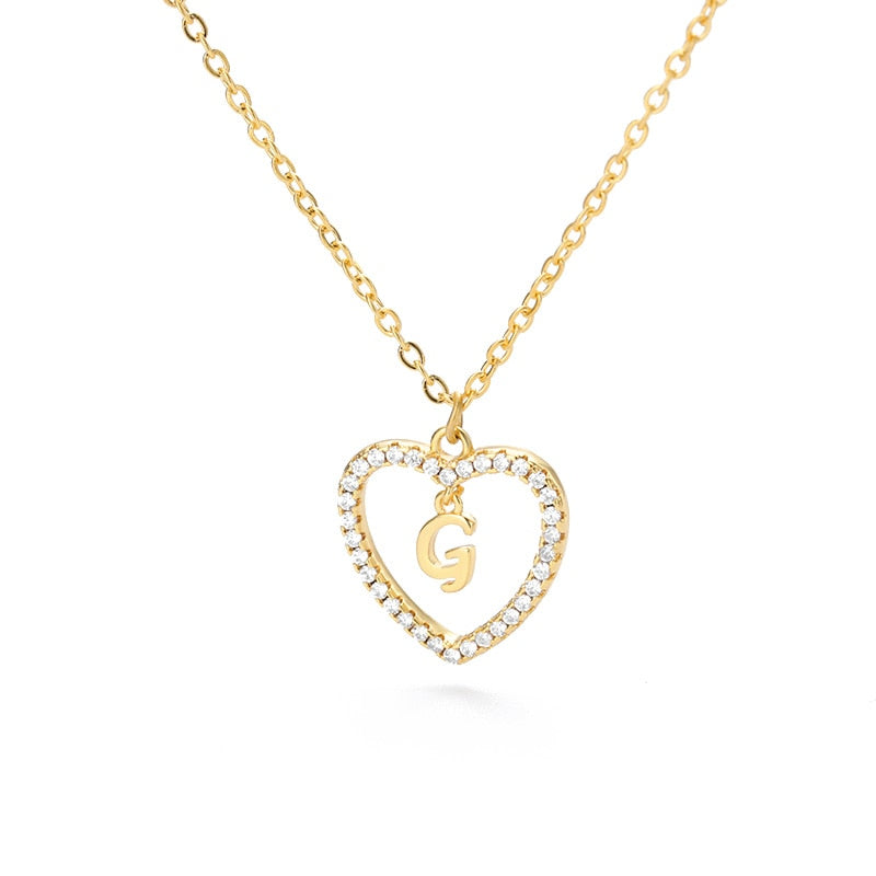 Choose Your Initials Gemstone Heart Pendant Necklace