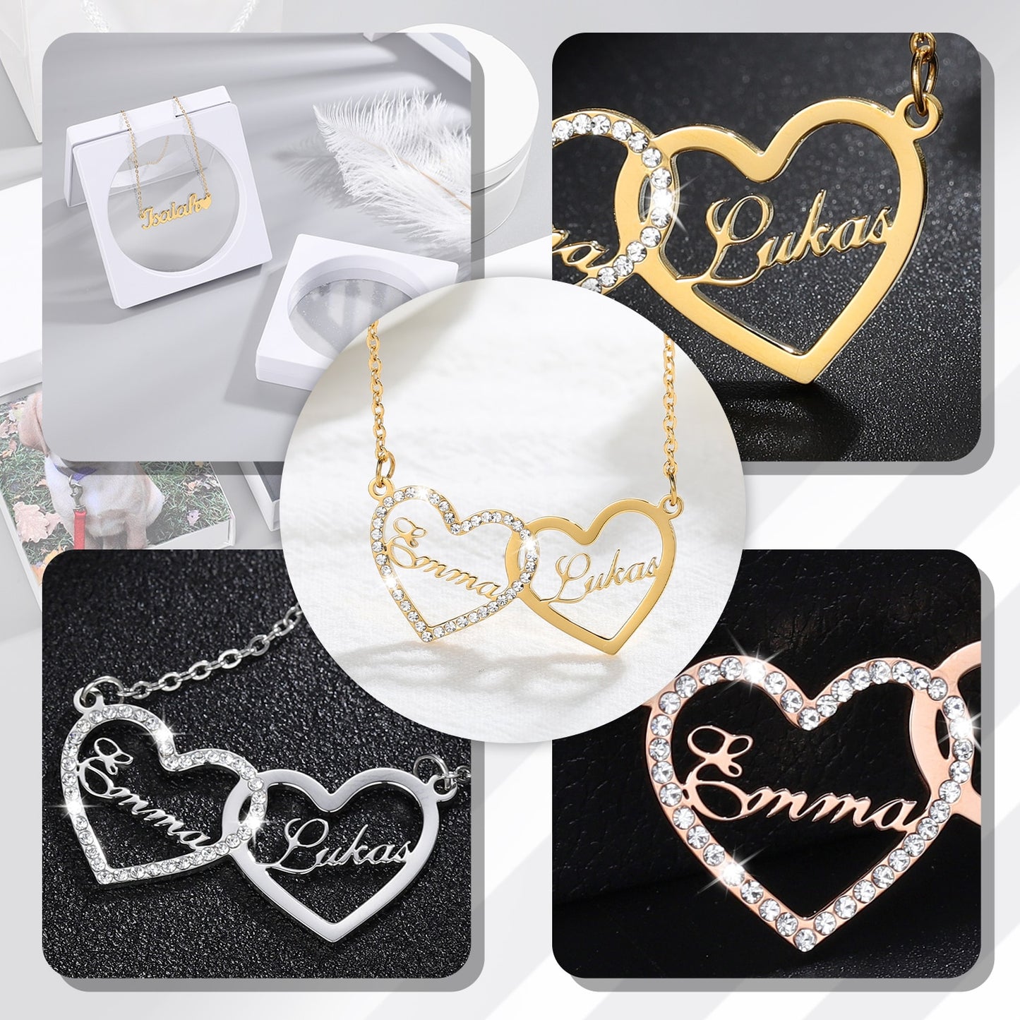 Customizable Couples Entwined Hearts Necklace