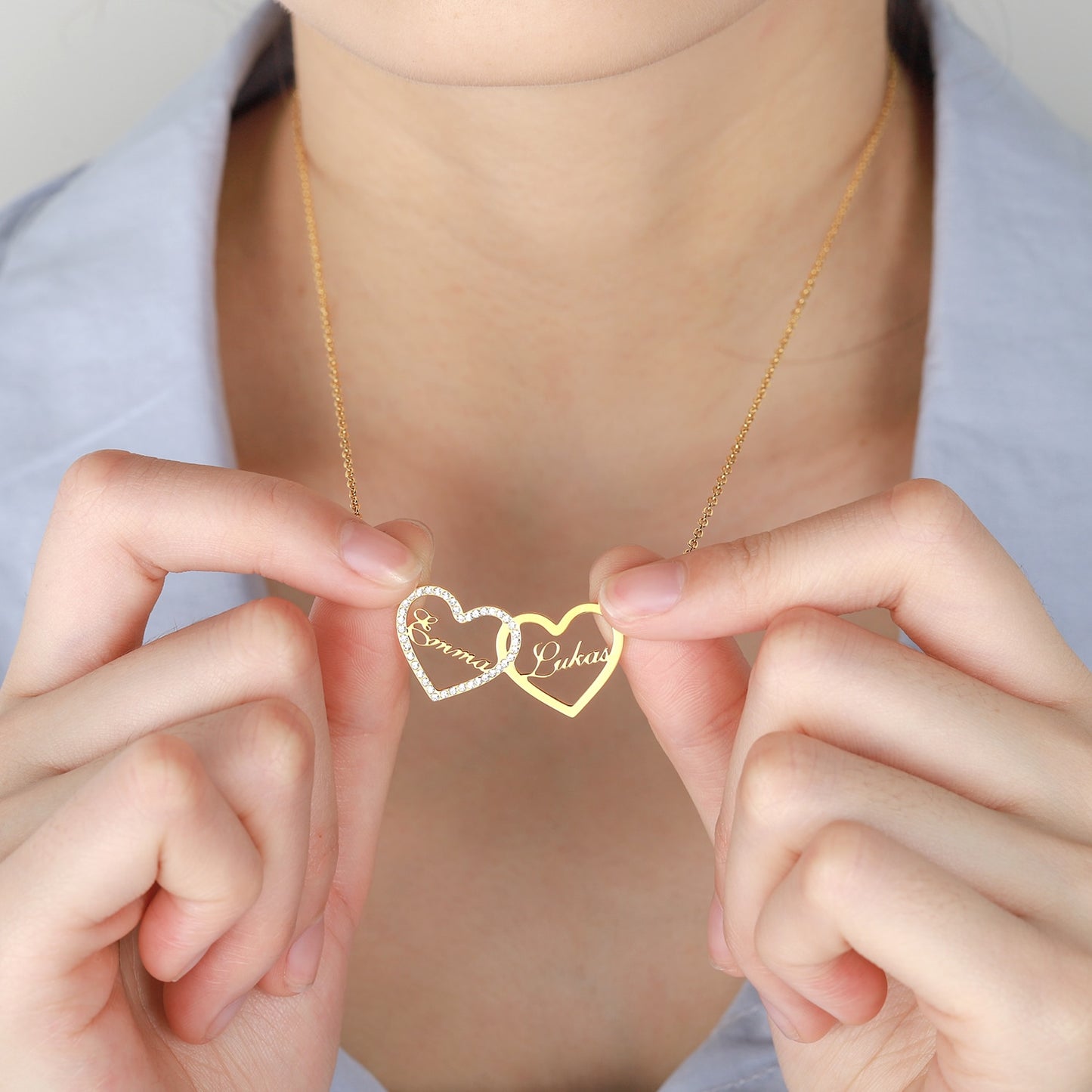 Customizable Couples Entwined Hearts Necklace