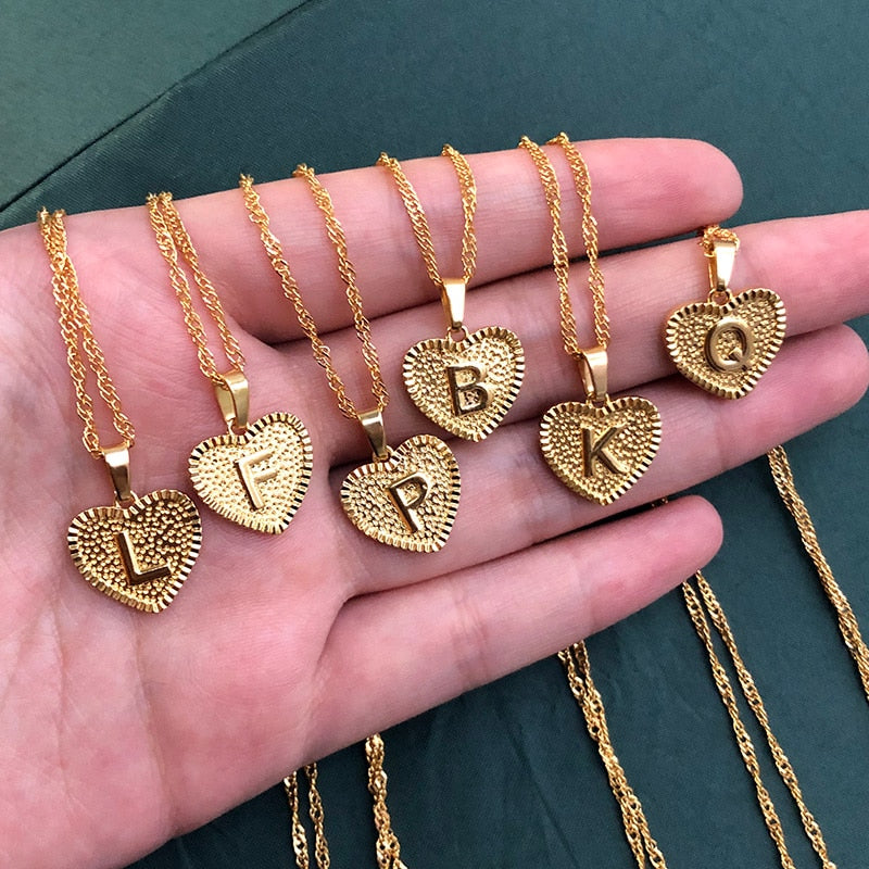 A-Z Initial Letter Heart Necklace